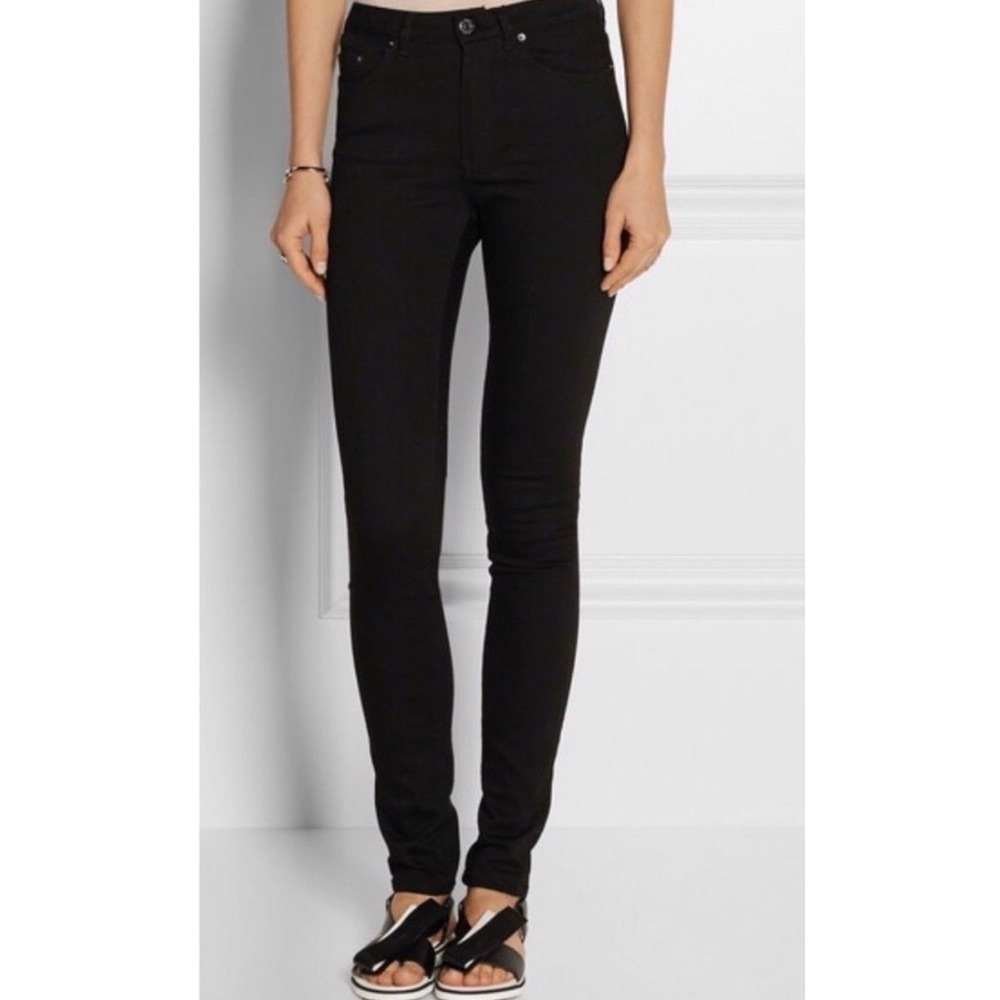 Acne Studios "Pin Tar" High Rise Skinny Jeans Faded Black Denim Size 27